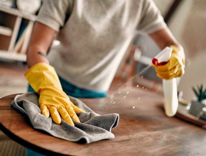 Student cleaning
